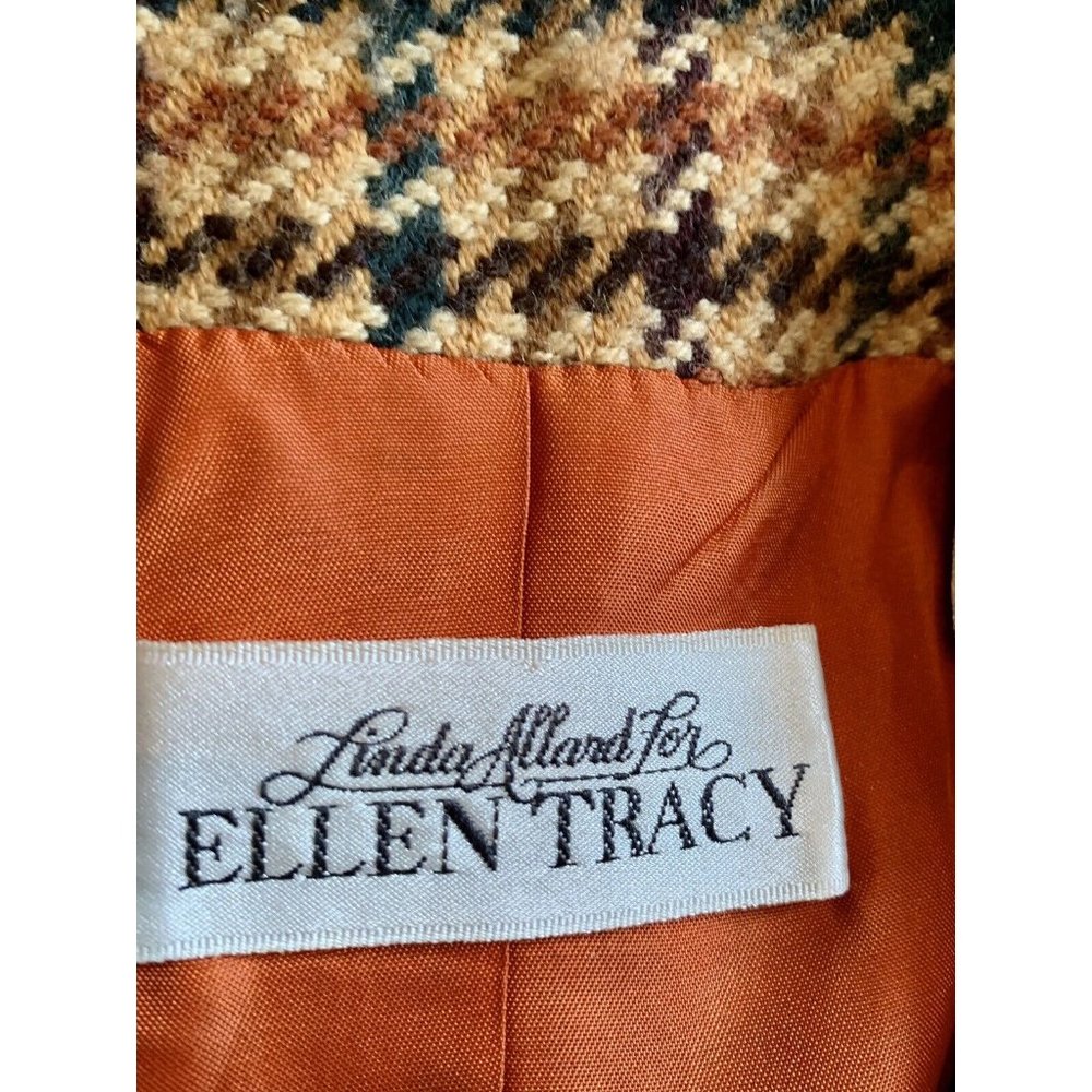 Women’s Wool & Cashmere Houndstooth Plaid blazer size 14 Warm Fall Colors - Picture 3 of 12